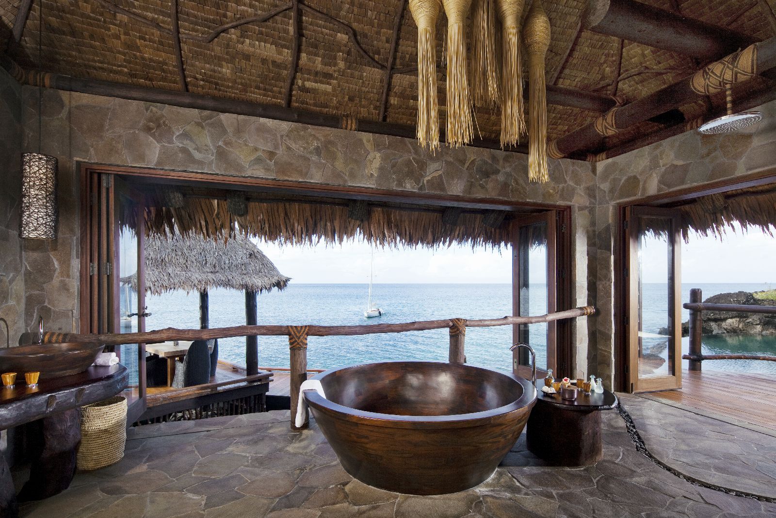 Bathroom of an overwater villa at COMO Laucala Fiji