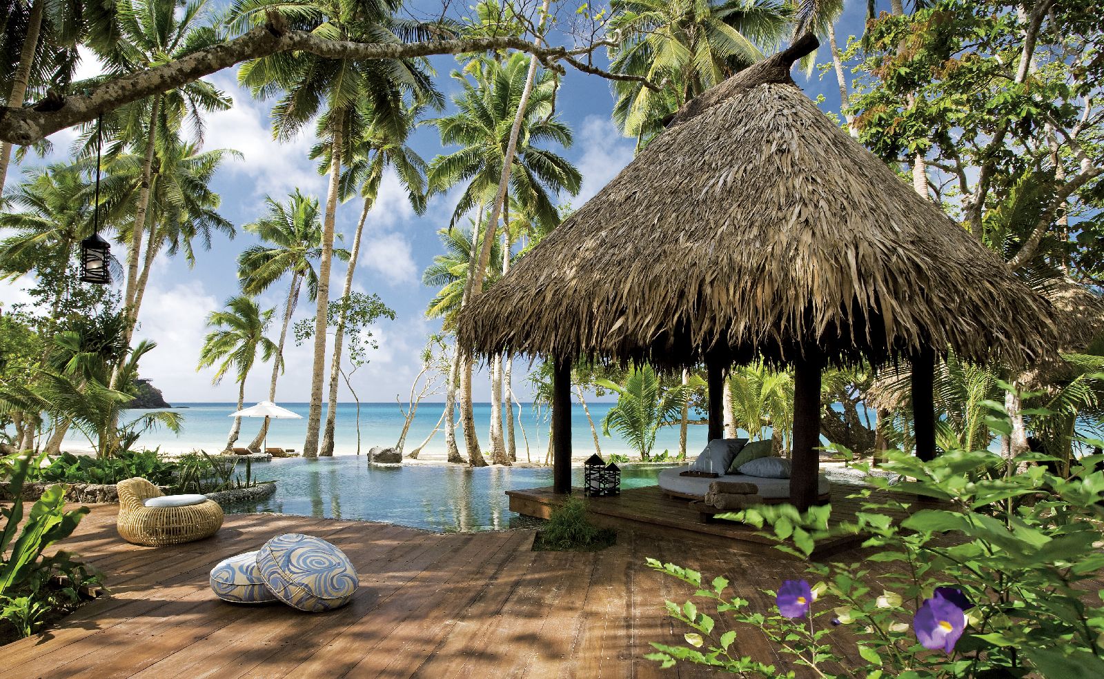 Private pool and terrace of a seagrass residence at COMO Laucala Fiji