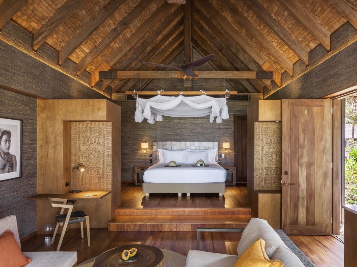 Interiors of a Beachfront Pool Villa at the Six Senses Fiji