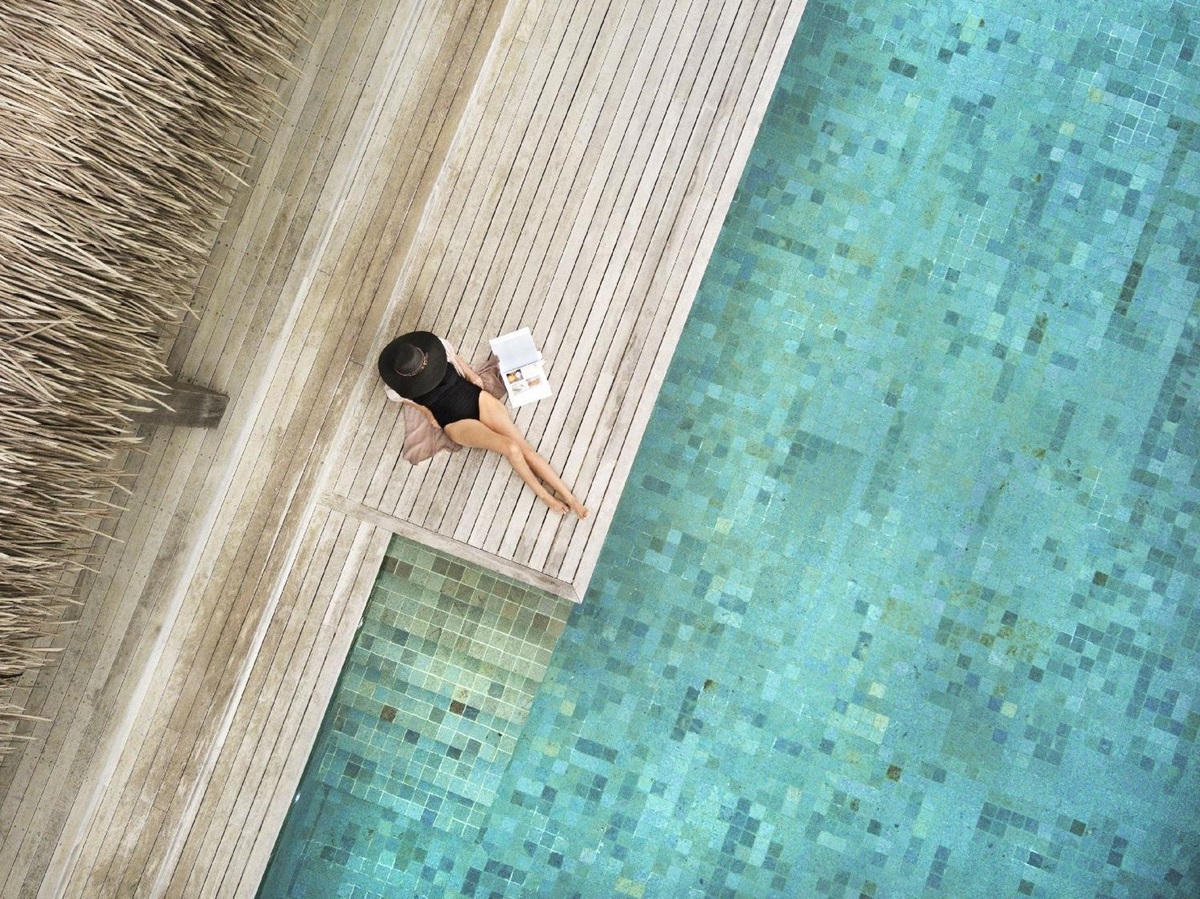Aerial view of a Pool View at the Six Senses Fiji