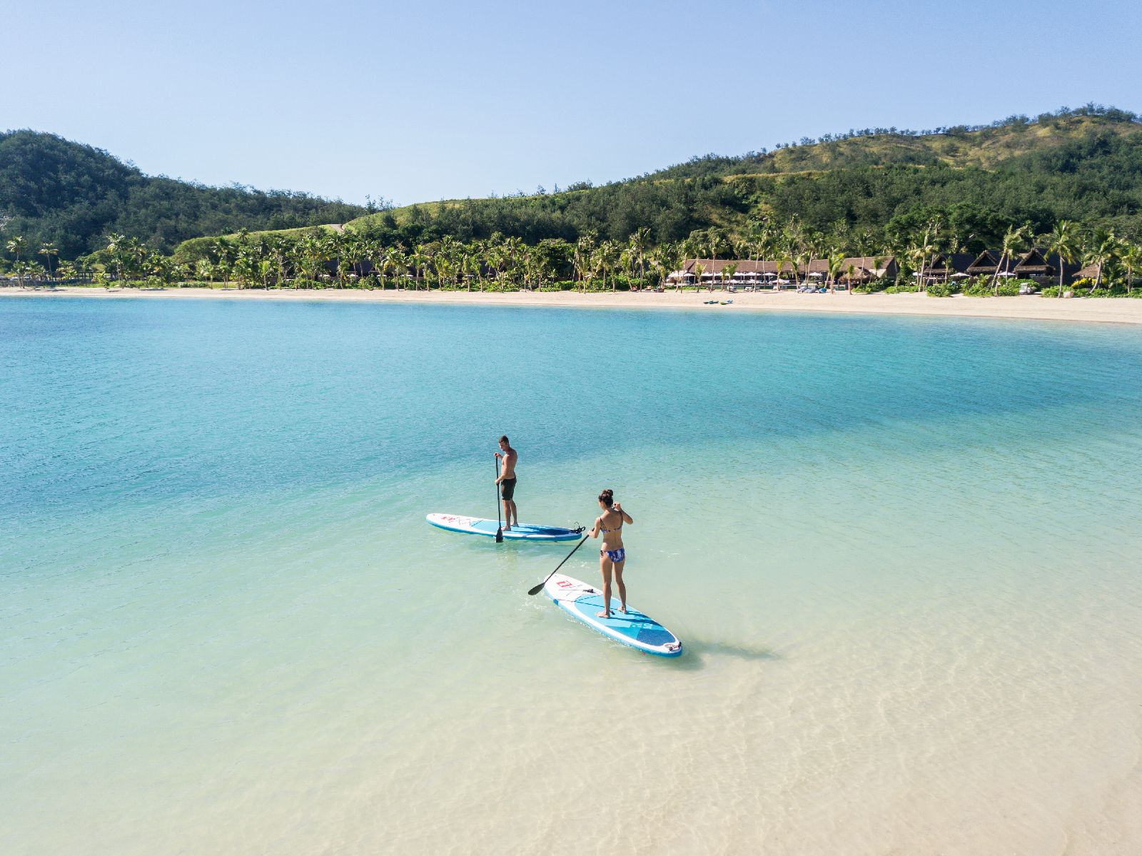 Stand up paddle boarding from the Six Senses Fiji