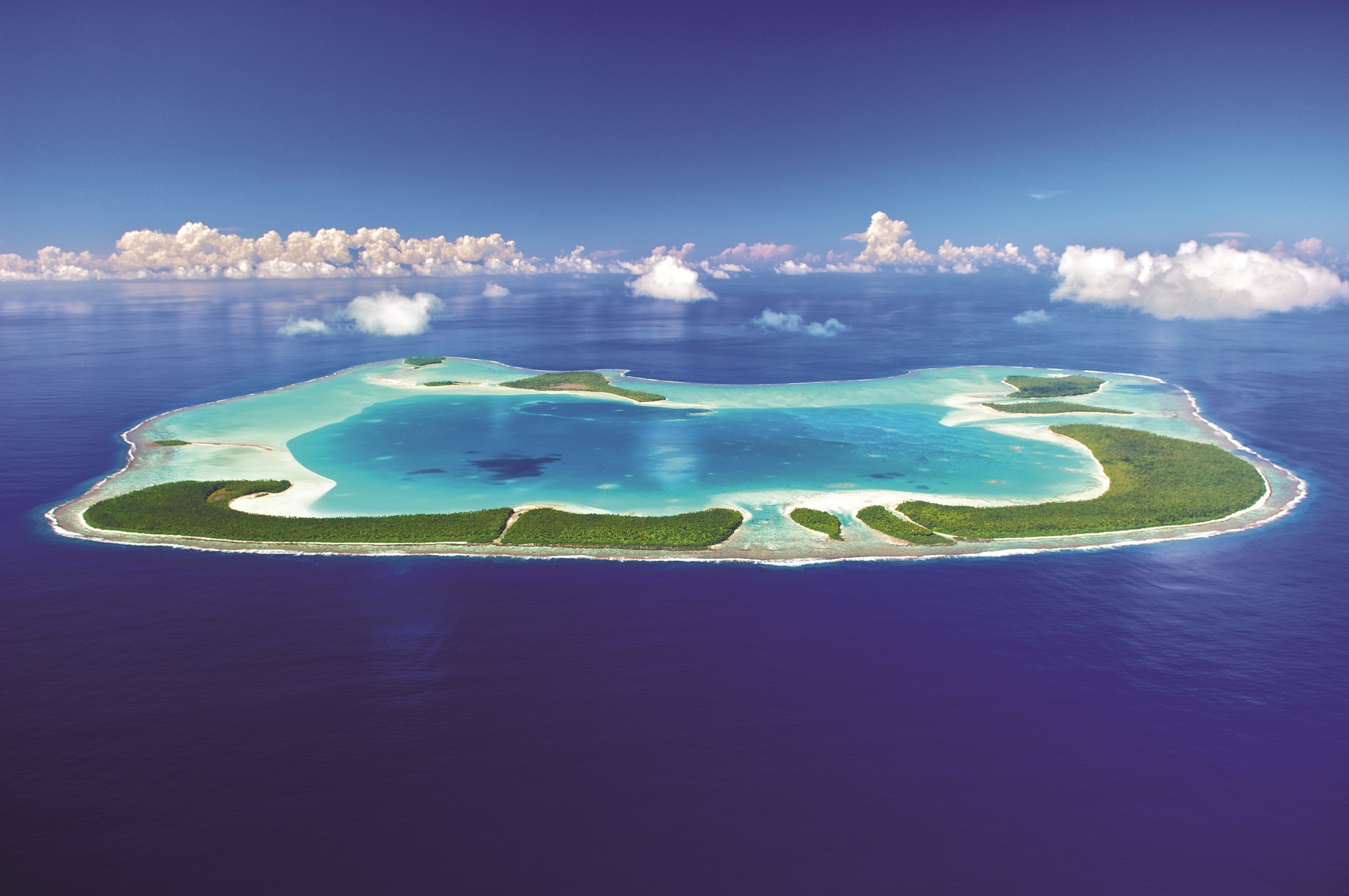An aerial view of the Brando in French Polynesia