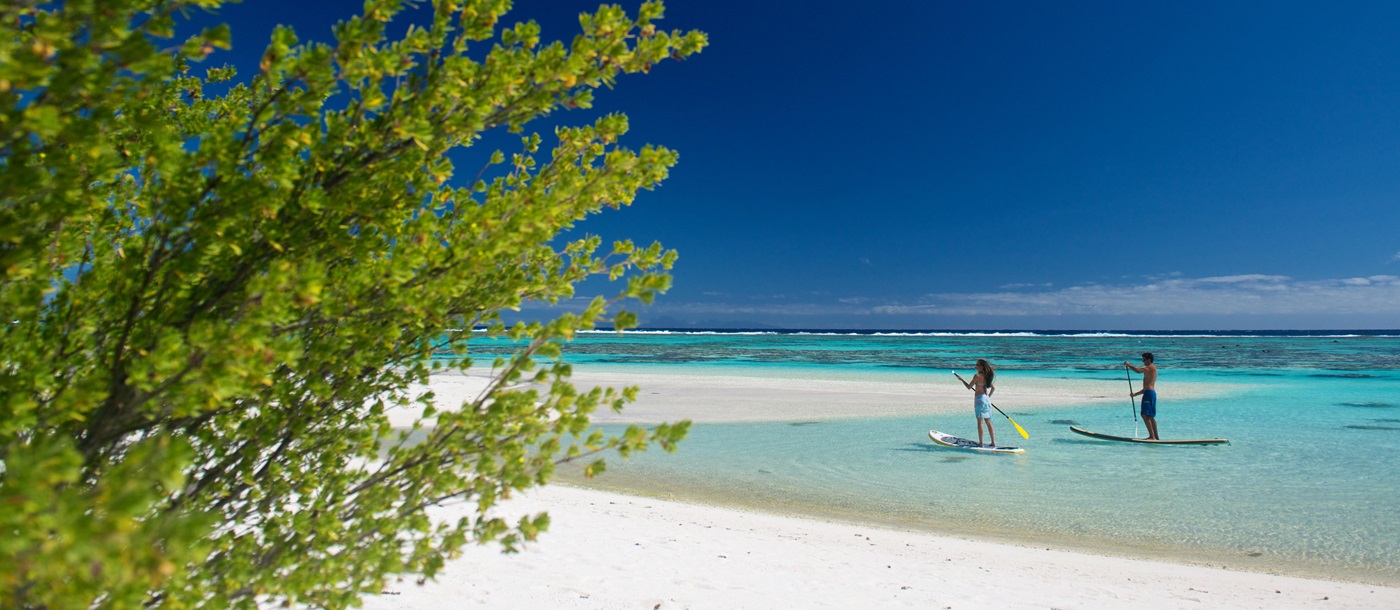 The beach at the Brando in French Polynesia