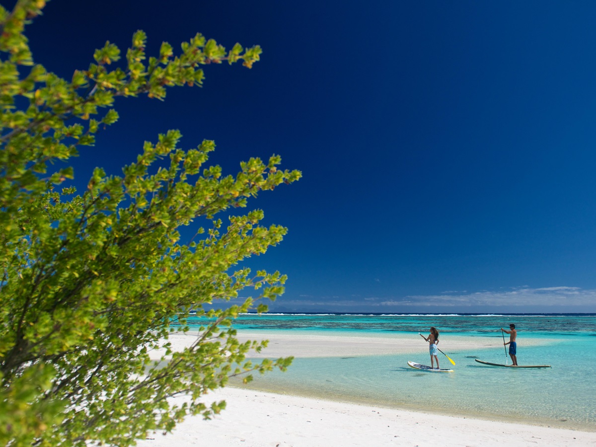 The beach at the Brando in French Polynesia