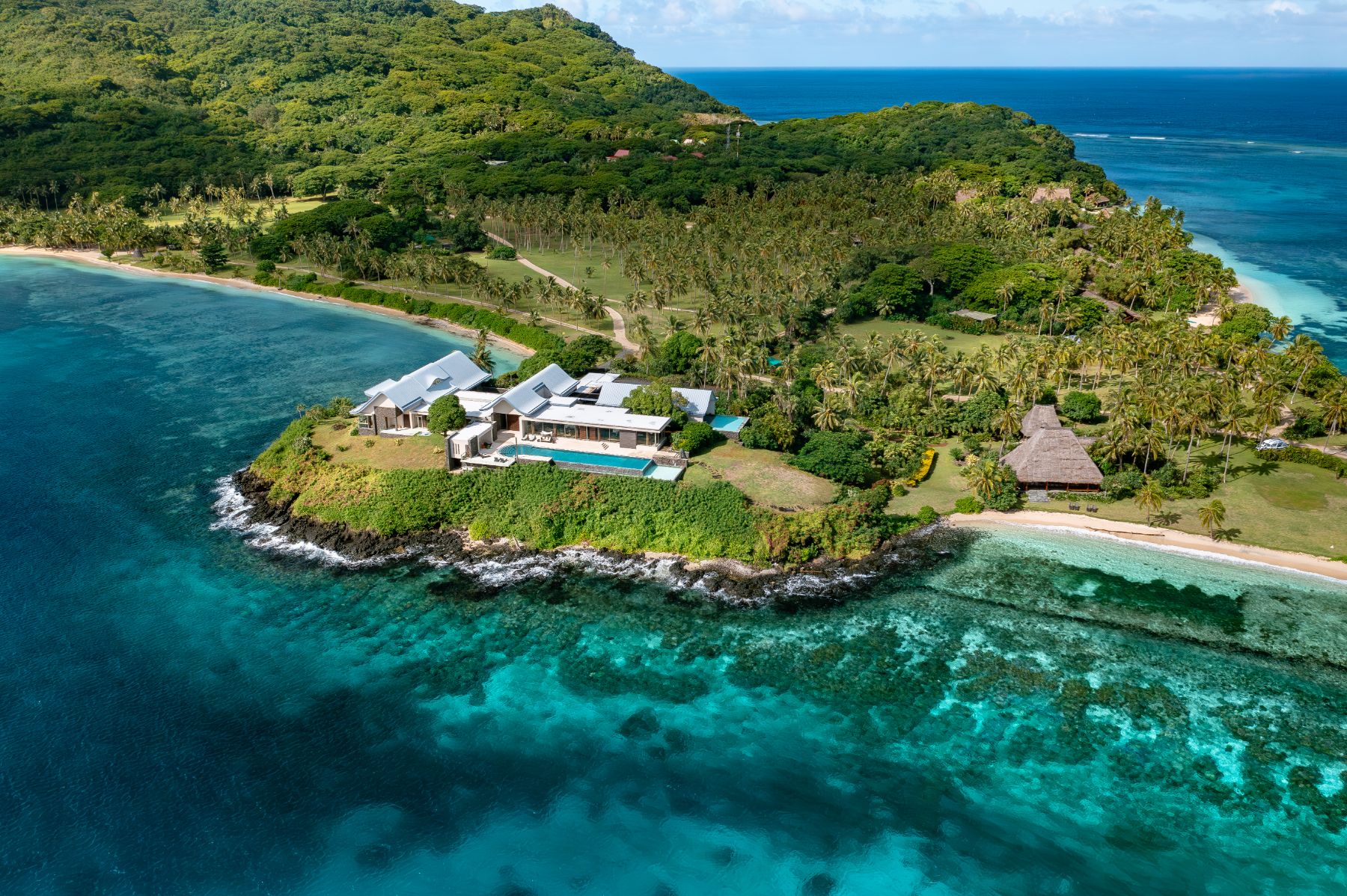 Aerial view of Wakaya Island Resort in Fiji