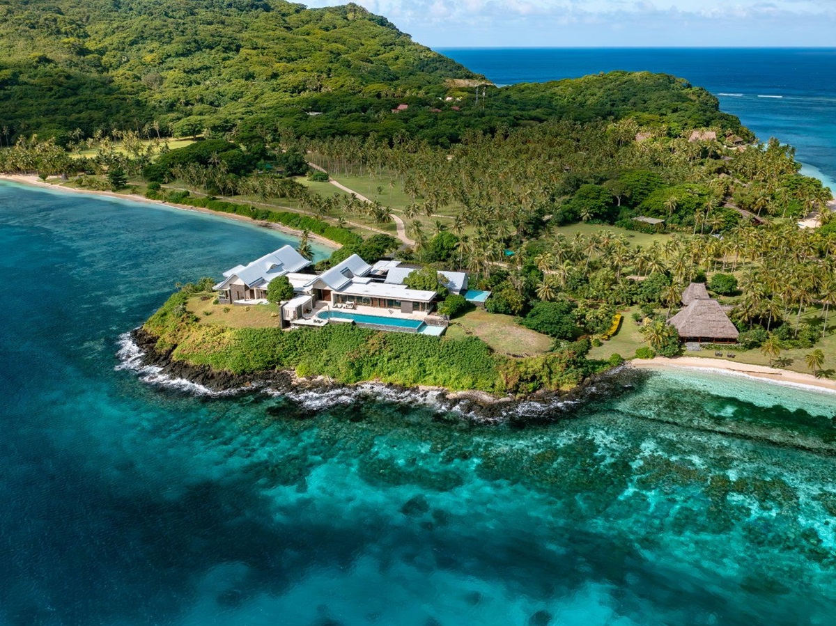 Aerial view of Wakaya Island Resort in Fiji