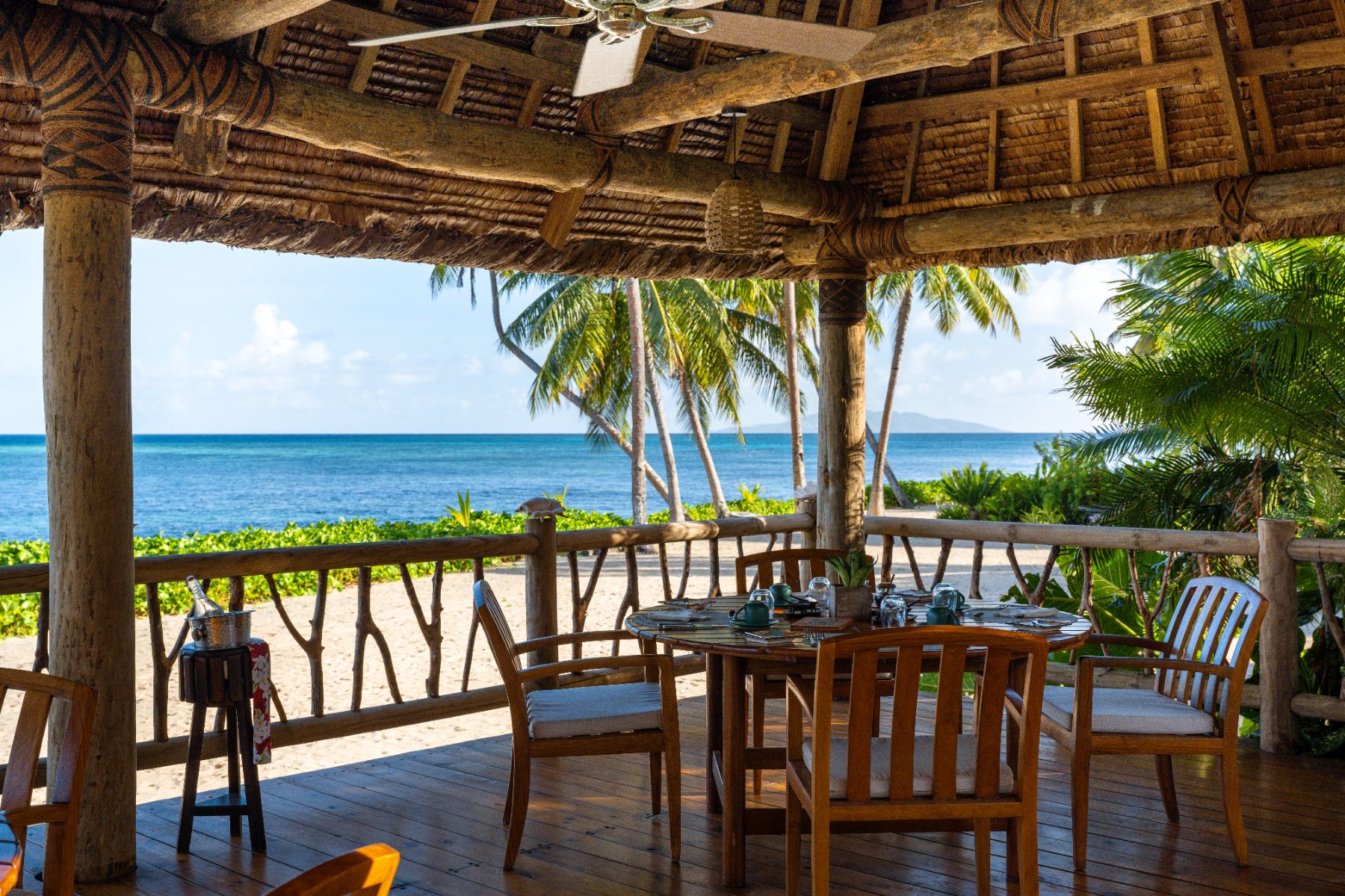 Alfresco restaurant seating at Wakaya Island Resort in Fiji
