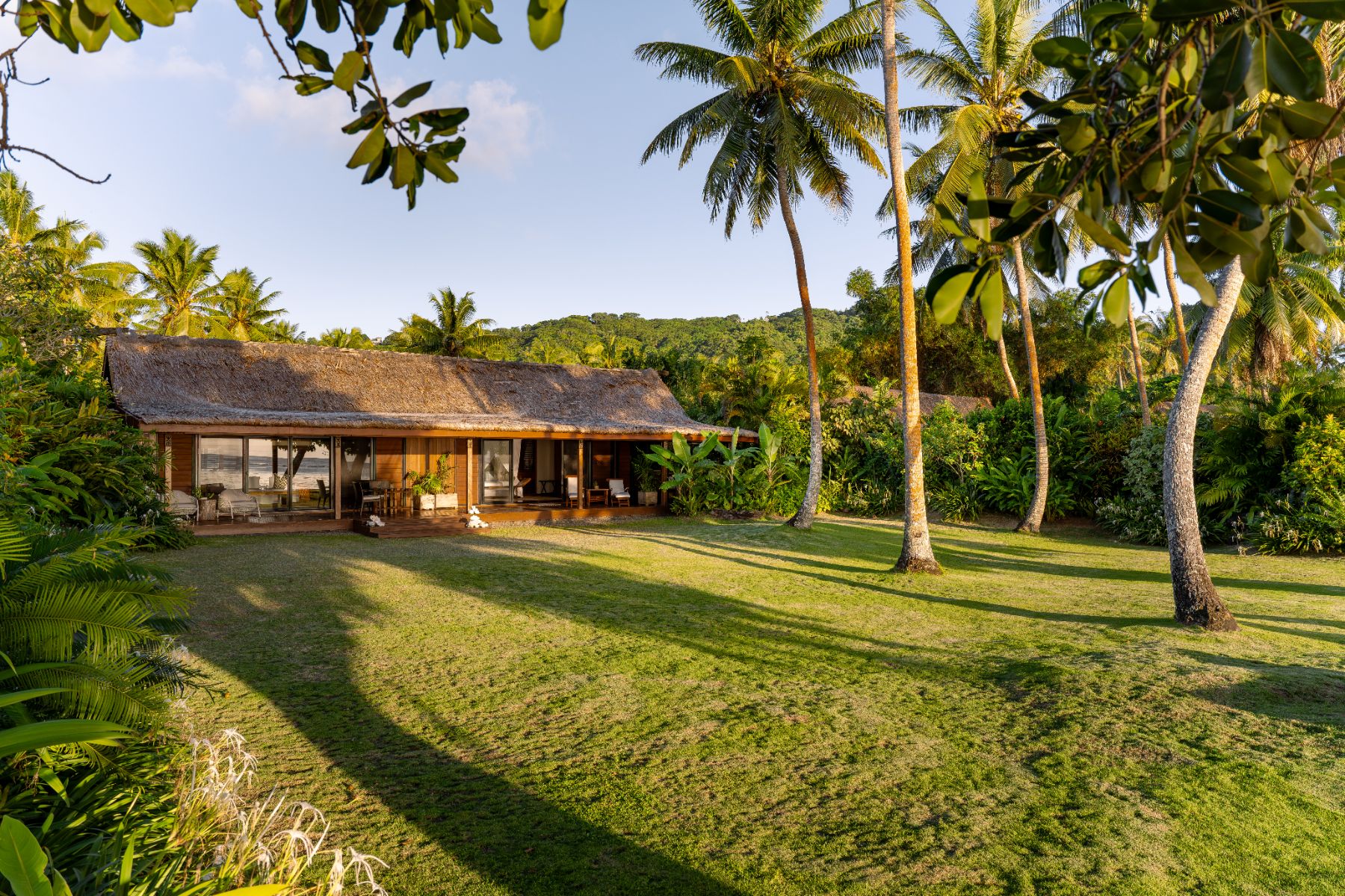 Exterior view of a guest bure at Wakaya Island Resort in Fiji