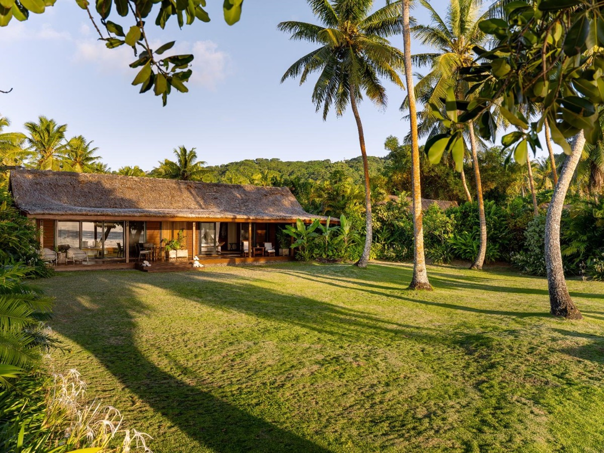 Exterior view of a guest bure at Wakaya Island Resort in Fiji