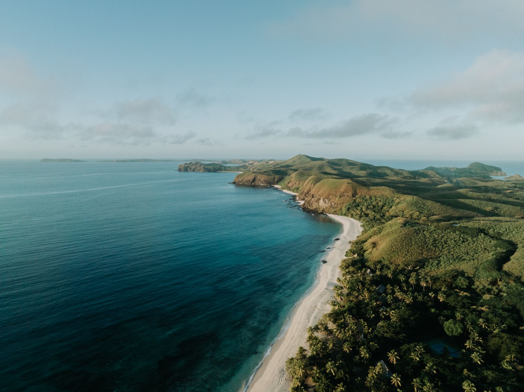 Aerial view of the beach at Yasawa Island Resort in Fiji