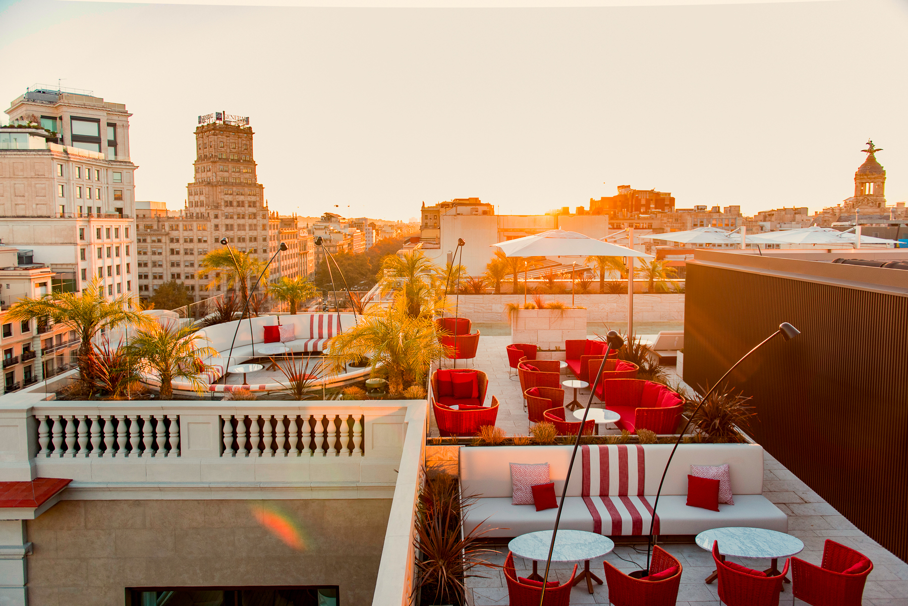 Roof terrace overlooking the city at the Almanac Barcelona hotel