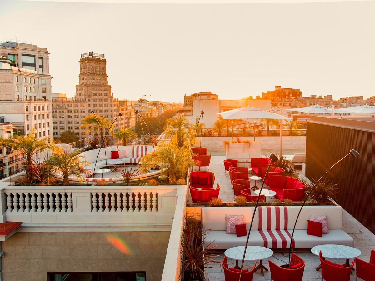 Roof terrace overlooking the city at the Almanac Barcelona hotel