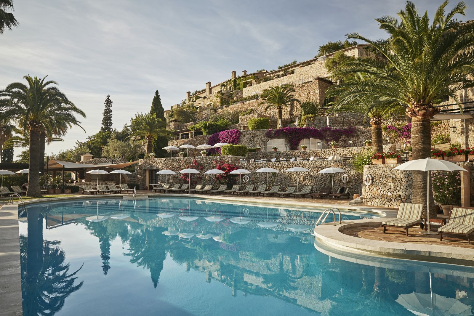 The swimming pool at Belmond La Residencia hotel in Mallorca