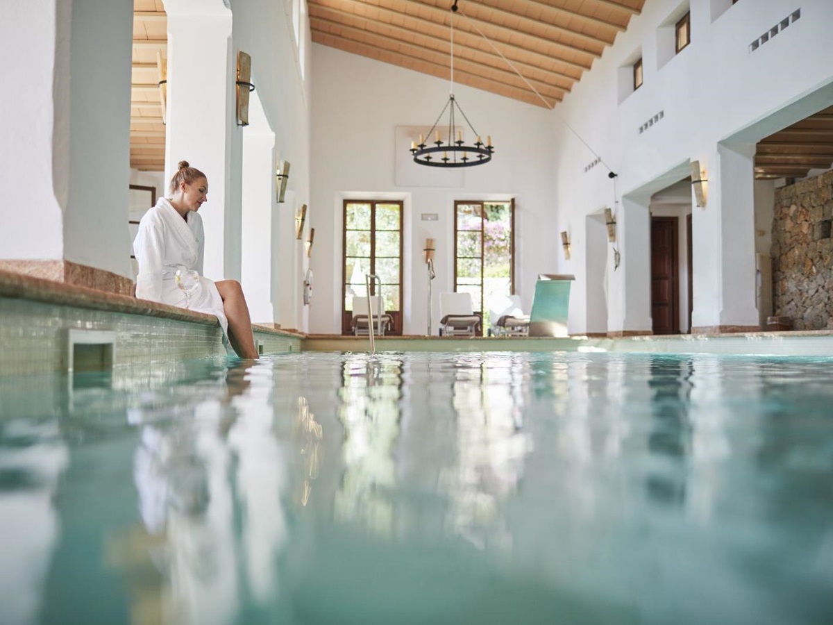 Indoor pool and spa at Belmond La Residencia hotel in Mallorca