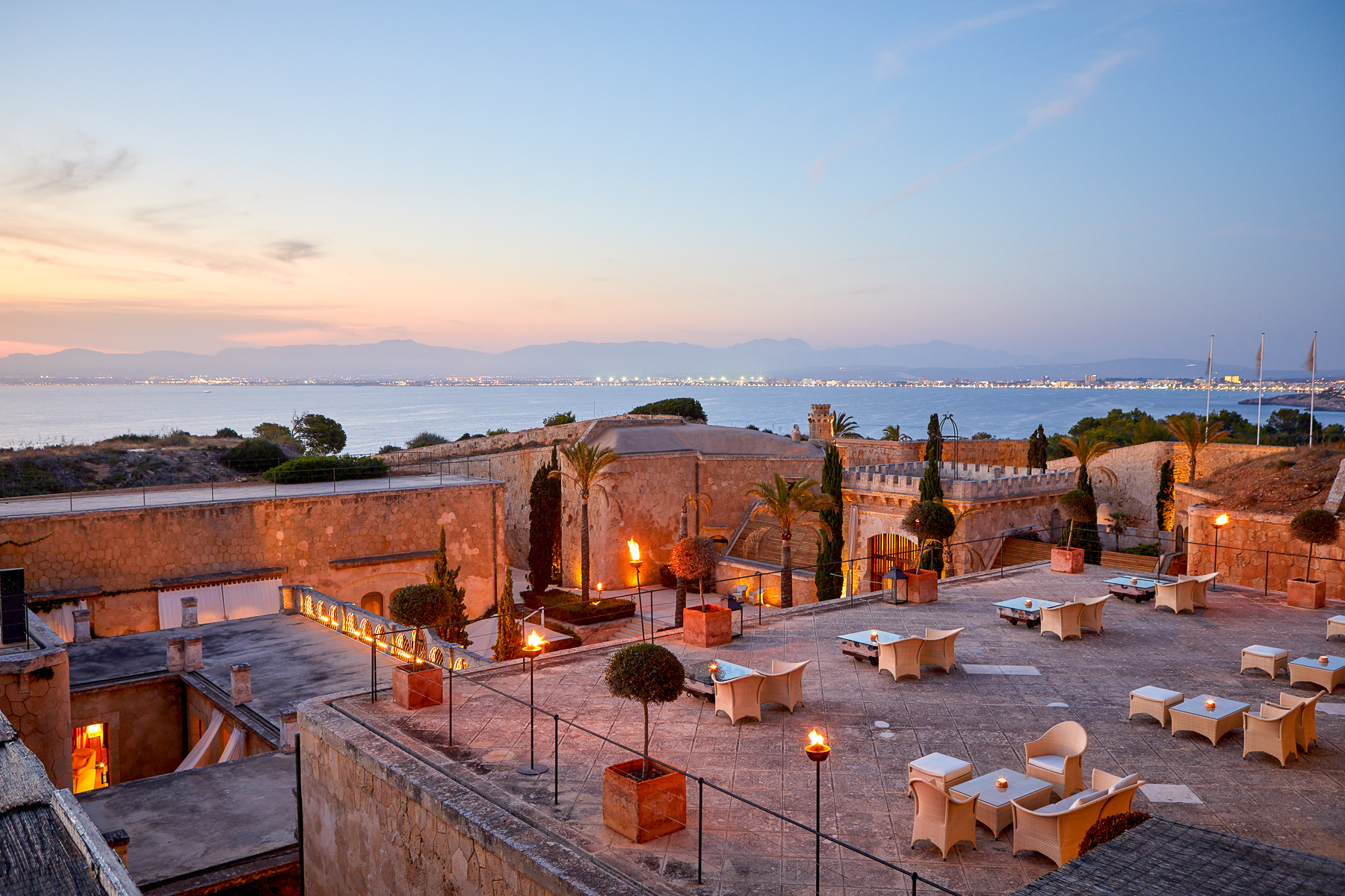 La Fortaleza restaurant terrace at Cap Rocat in Mallorca
