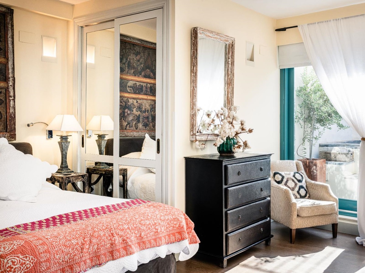Pool suite bedroom at Corral del Rey in Andalusia