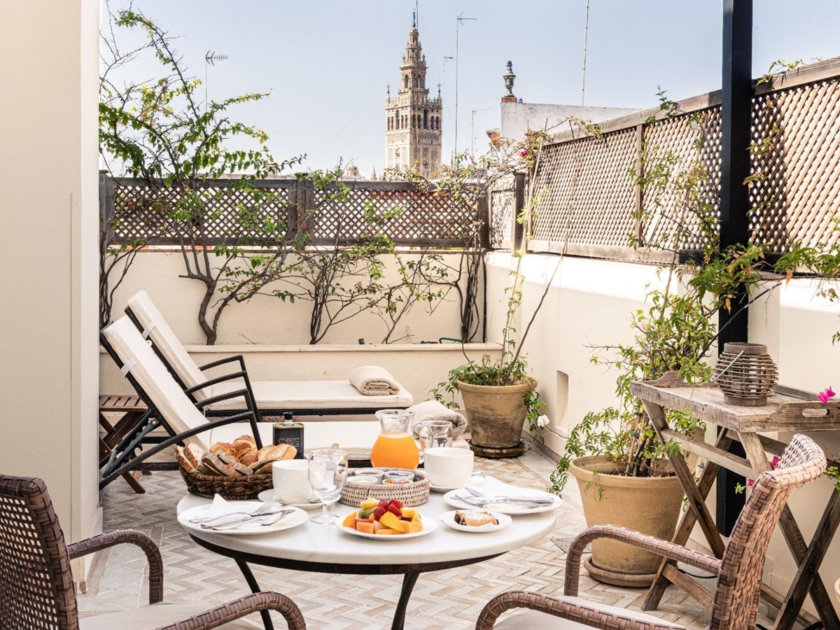 Pool suite terrace at Corral del Rey in Andalusia