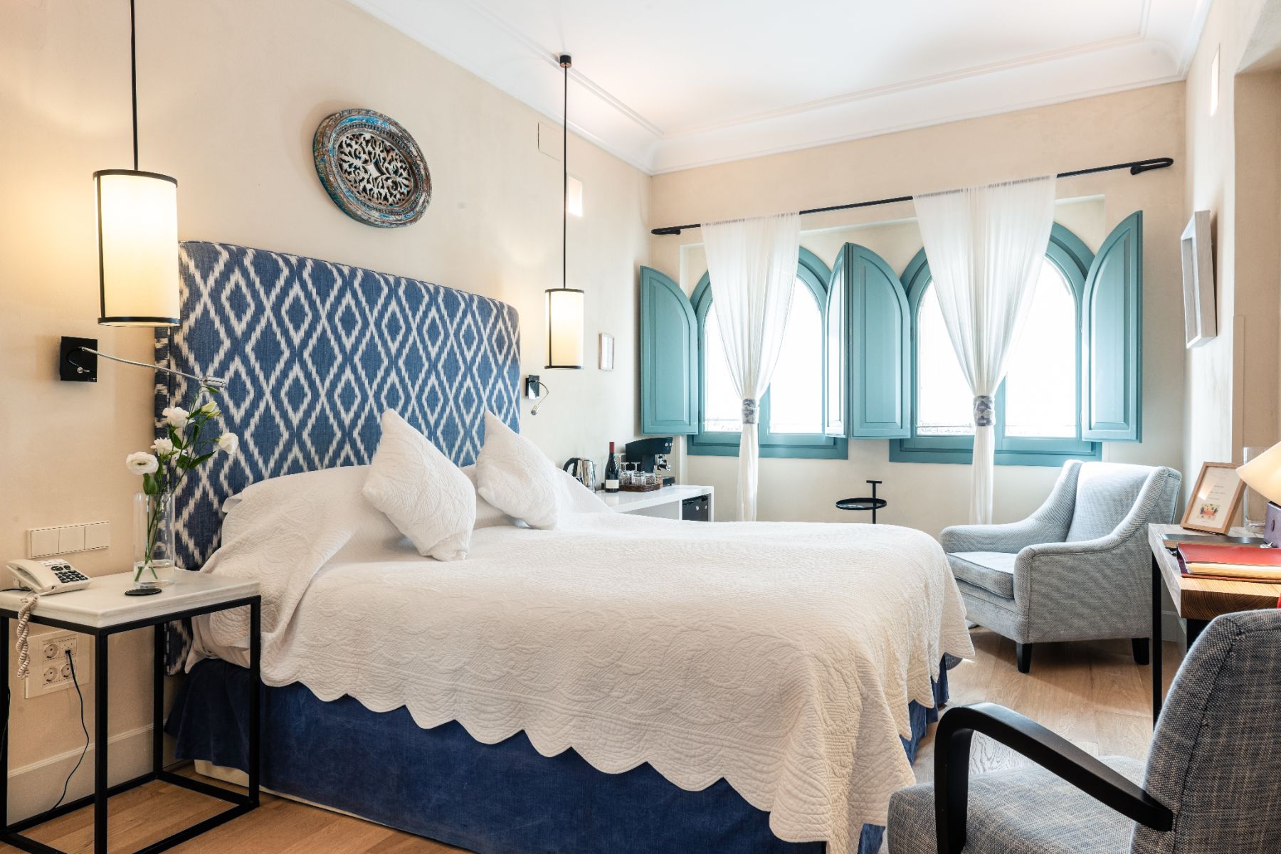 Pool suite bedroom at Corral del Rey in Andalusia