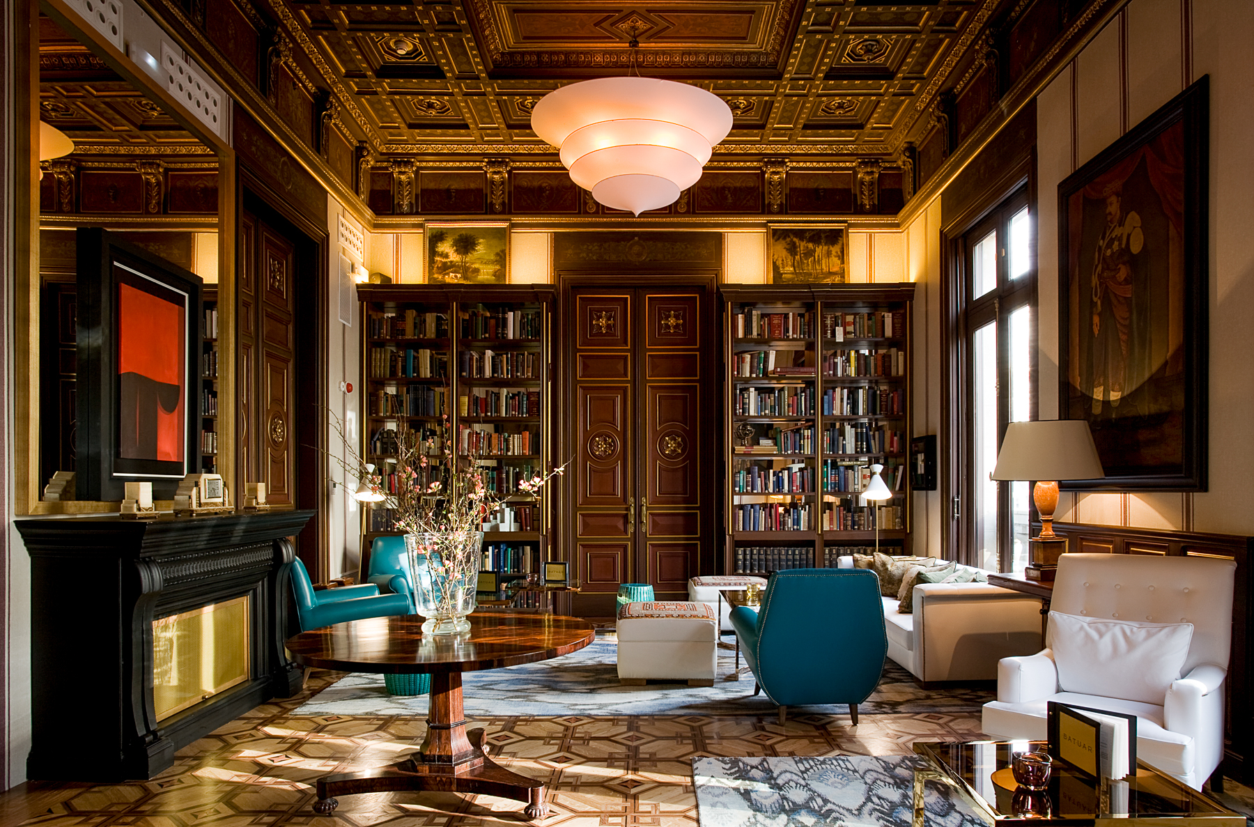 Library room at the Cotton House Hotel in Barcelona