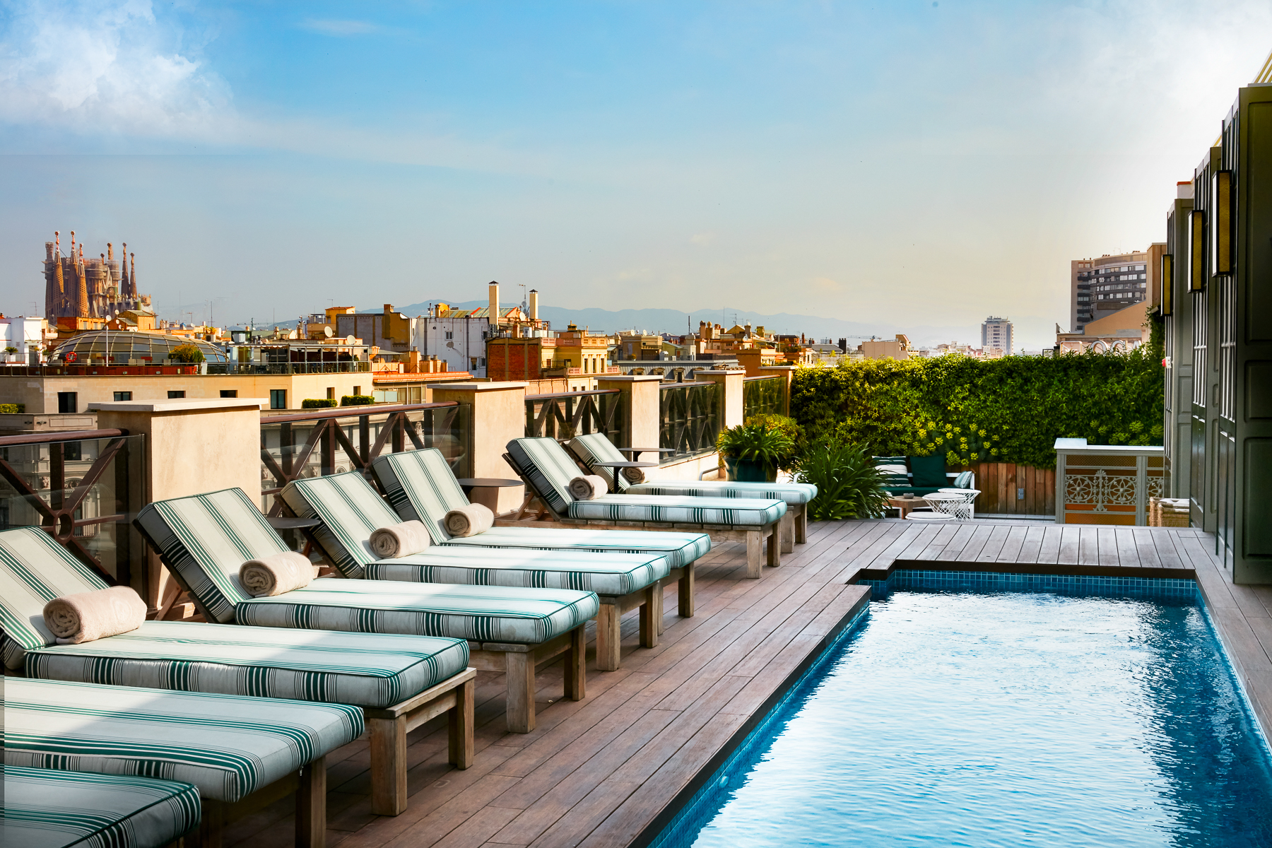 Rooftop swimming pool at the Cotton House Hotel in Barcelona