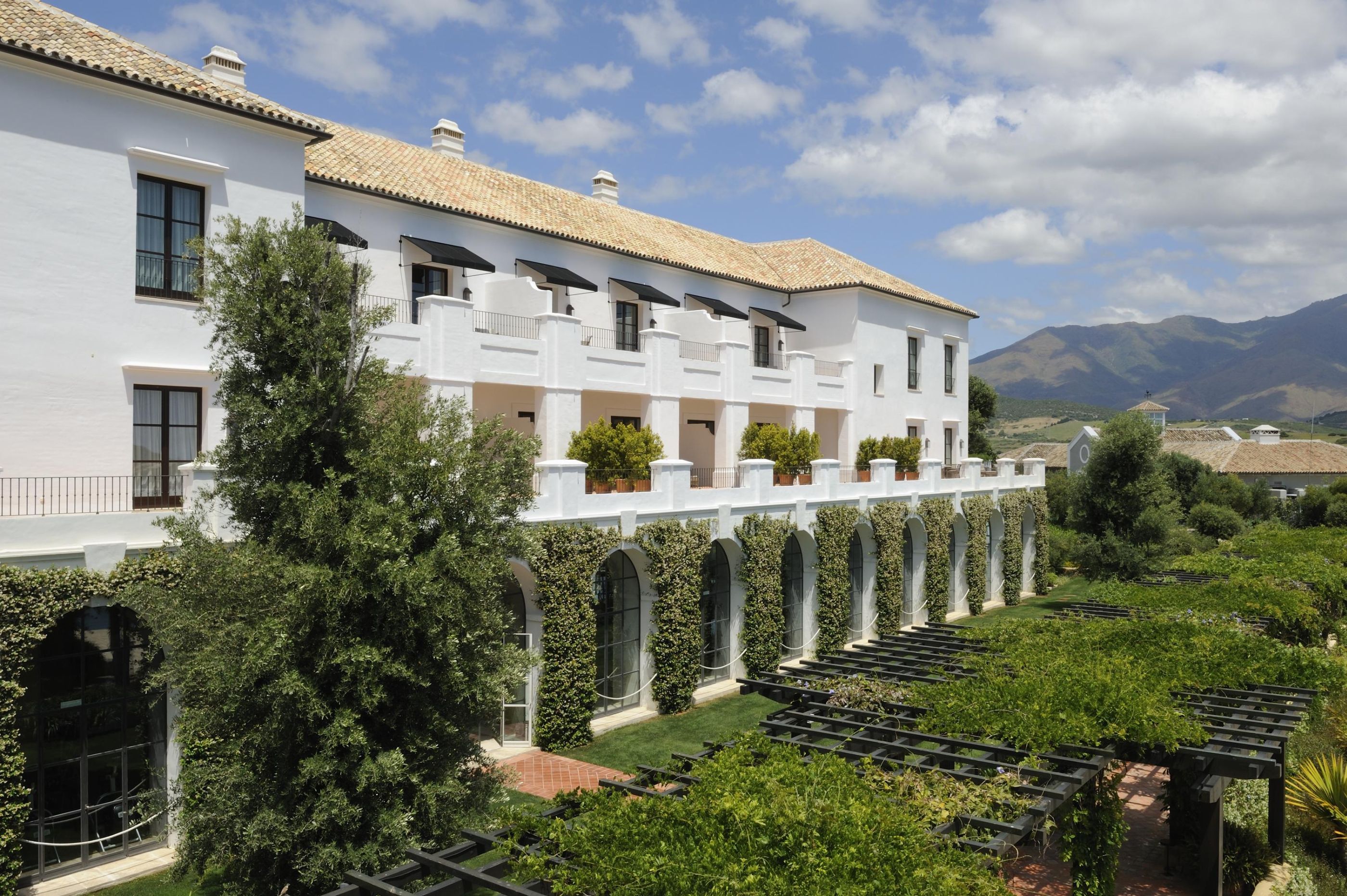The facade of Finca Cortesin in Spain