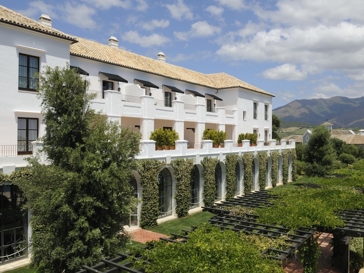 The facade of Finca Cortesin in Spain