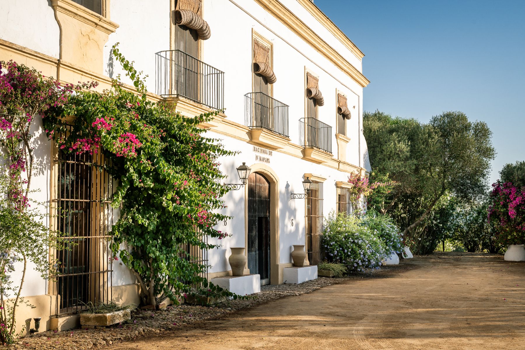 Facade of Hacienda de San Rafael in Andalusia