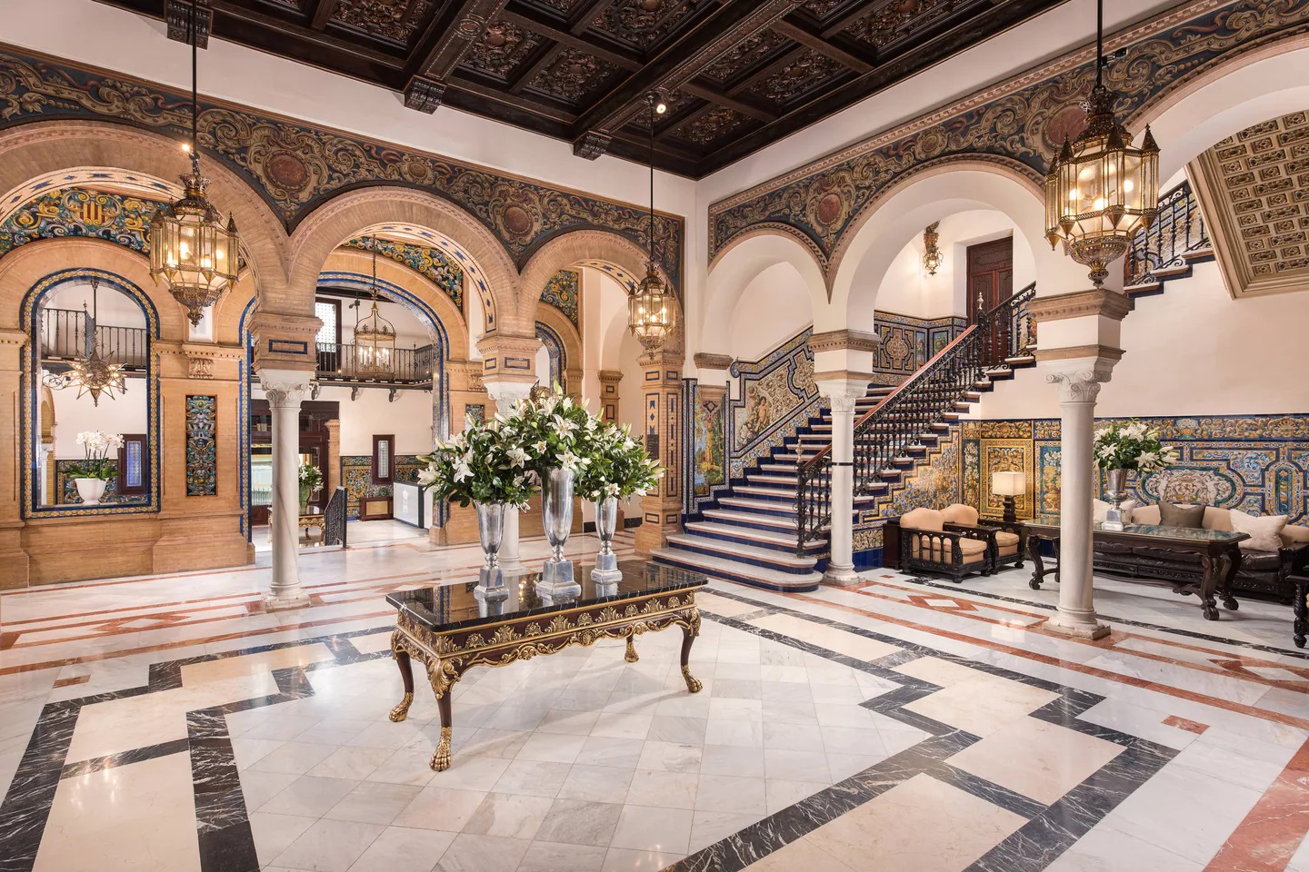 Marble polished interiors of Hotel Alfonso XIII Seville