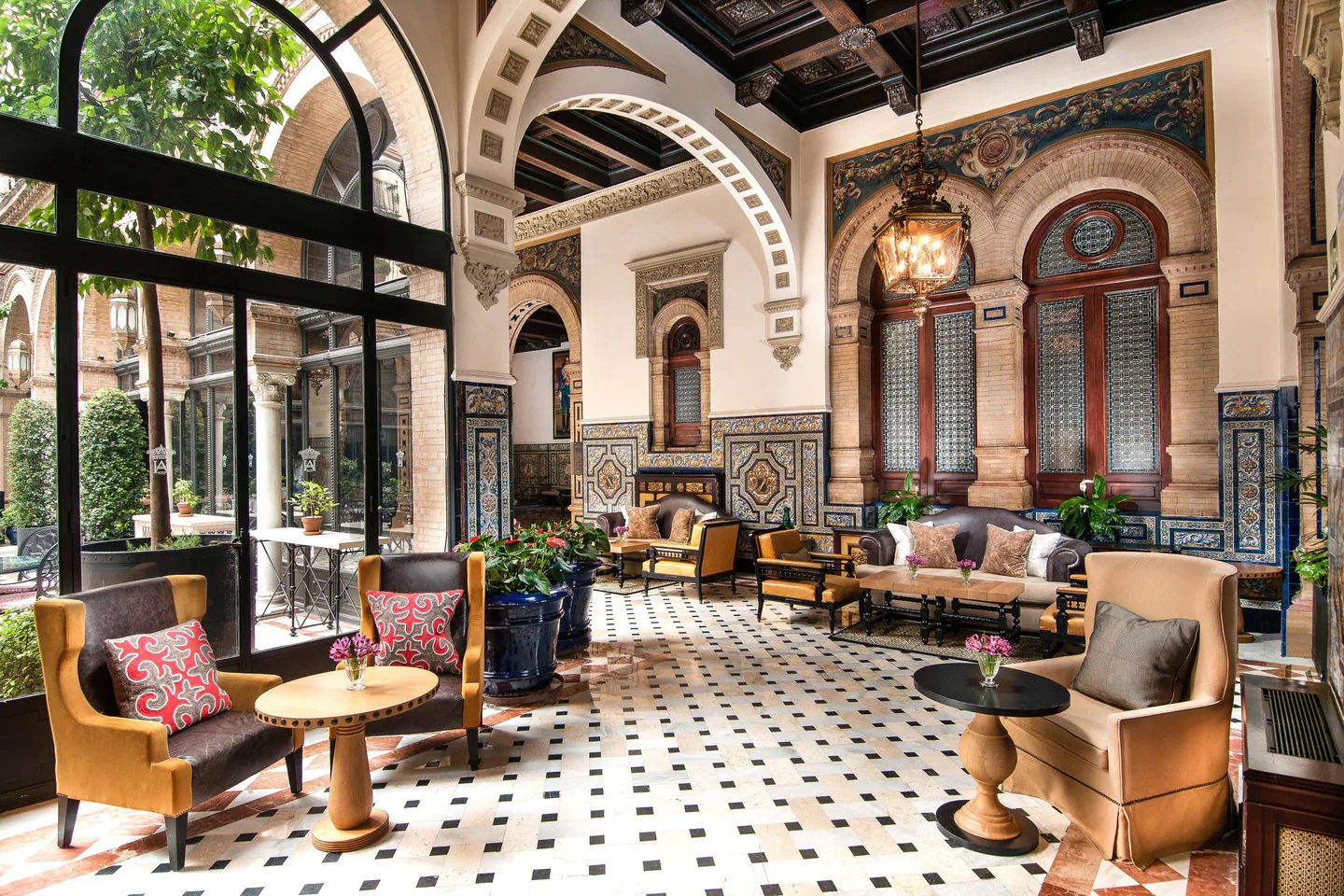 Beautifully tiled lounge areas of Hotel Alfonso XIII Seville