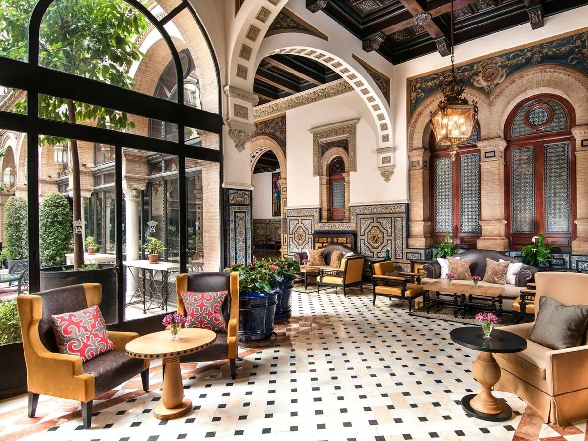 Beautifully tiled lounge areas of Hotel Alfonso XIII Seville