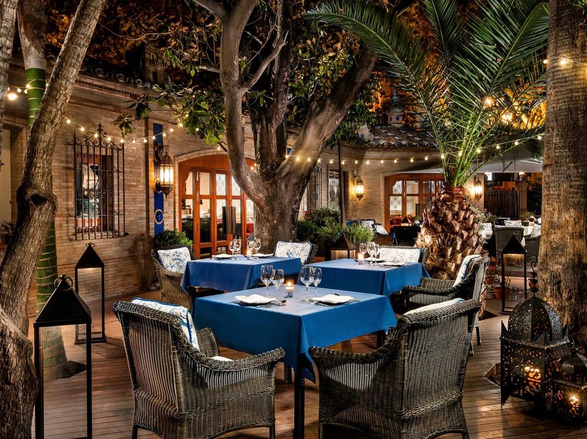 Atmospheric outdoor dining at Hotel Alfonso XIII Seville