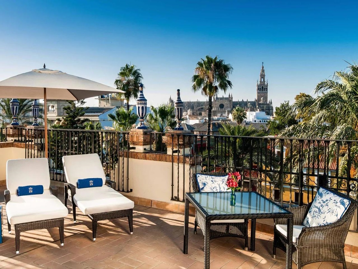 A suite with private terrace at Hotel Alfonso XIII Seville