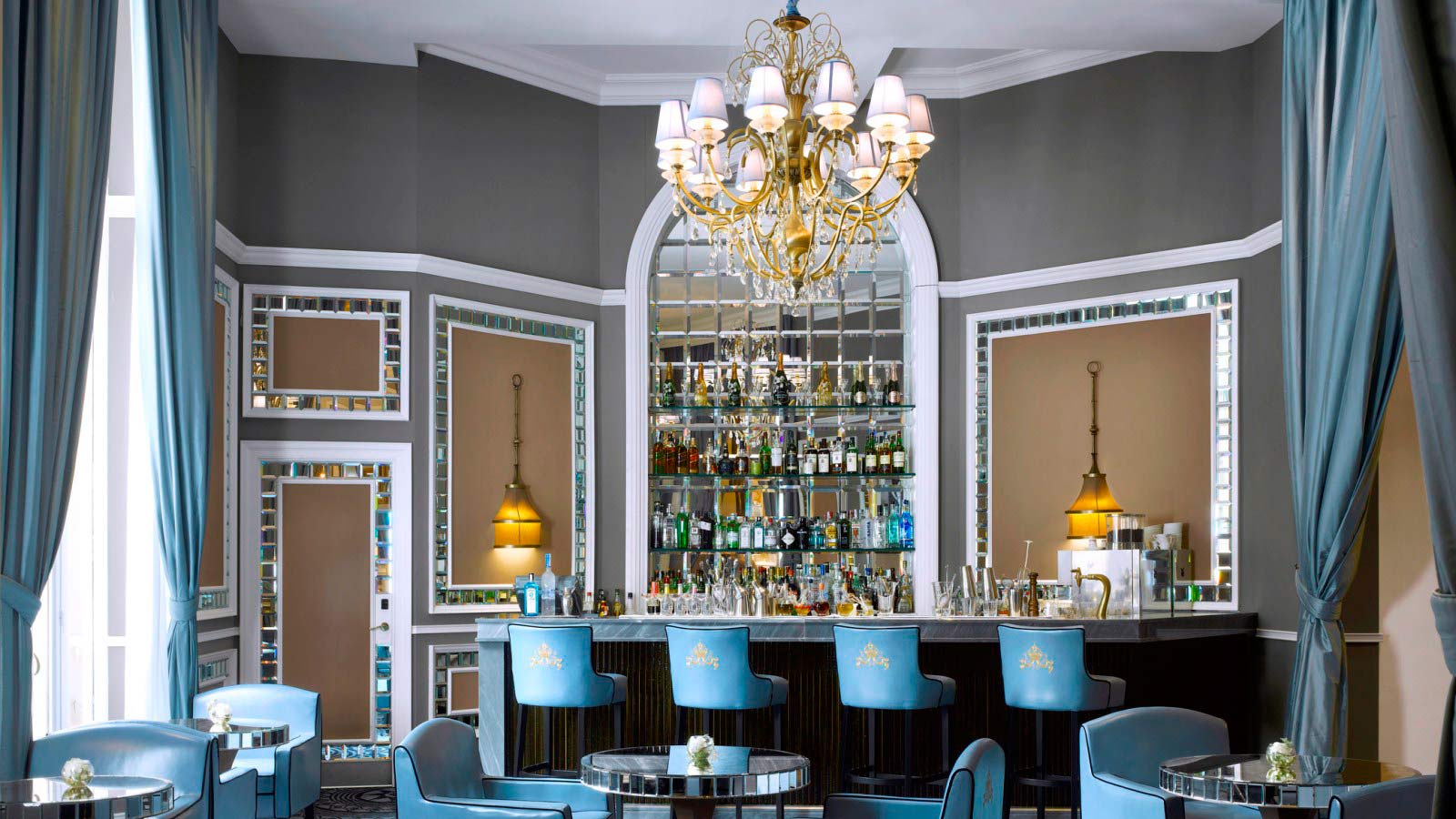 Blue bar at Hotel Maria Cristina in Spain
