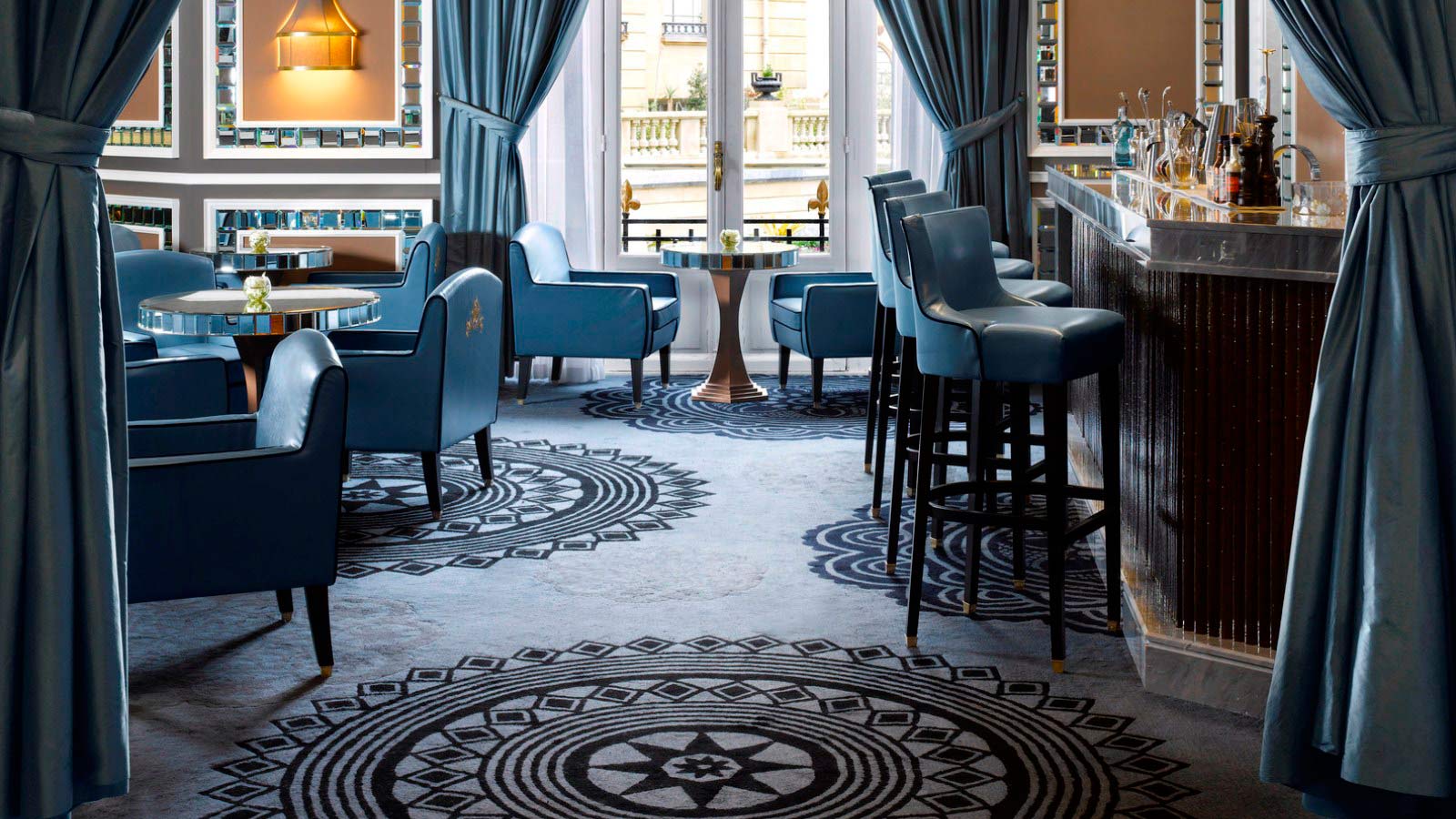 Blue bar view at Hotel Maria Cristina in Spain