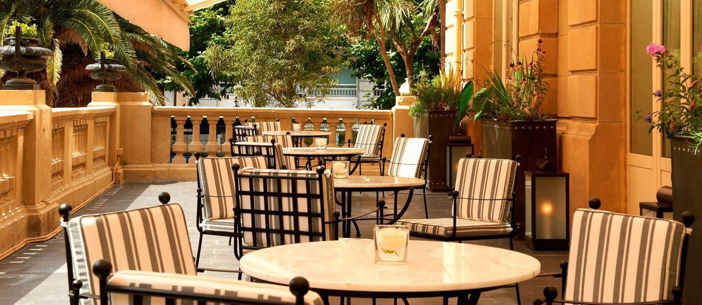 Terrace dining at Hotel Maria Cristina in Spain