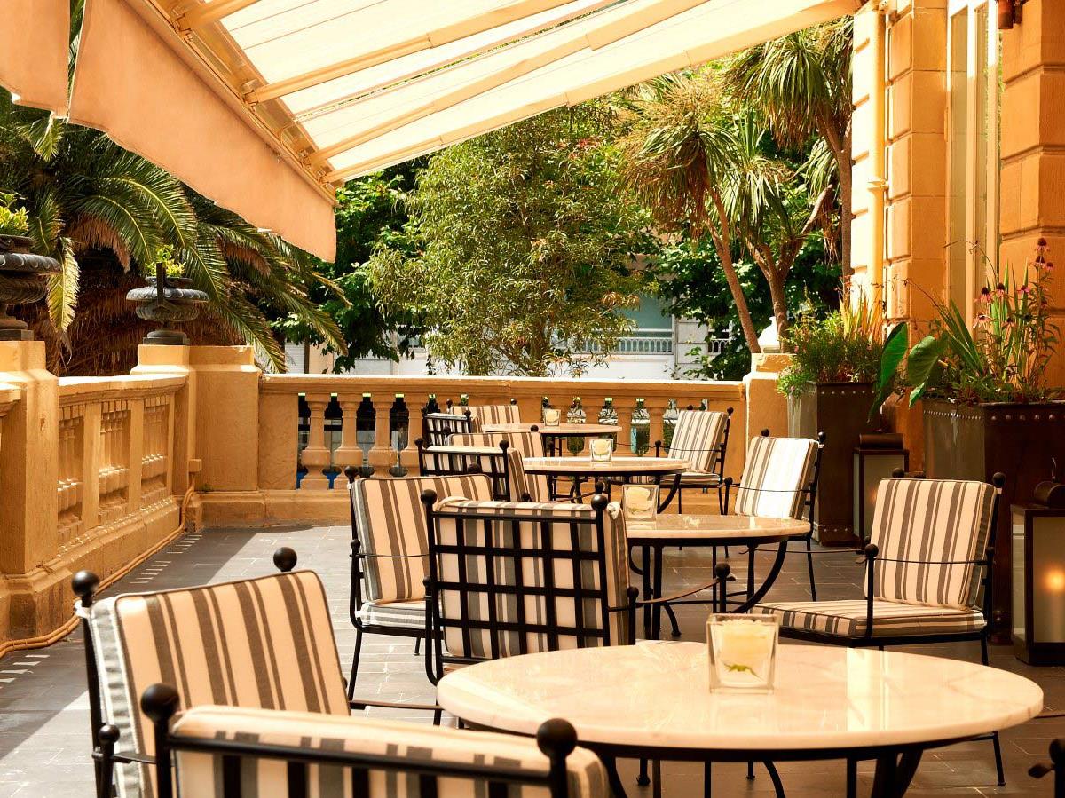 Terrace dining at Hotel Maria Cristina in Spain