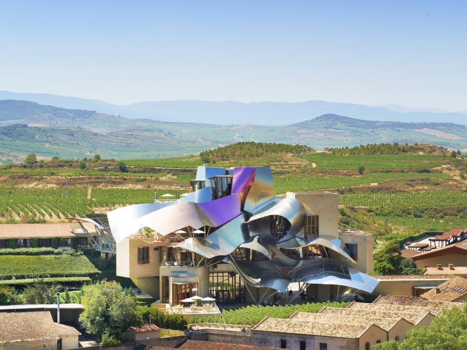 Aerial view of Hotel Marques de Riscal in Spain