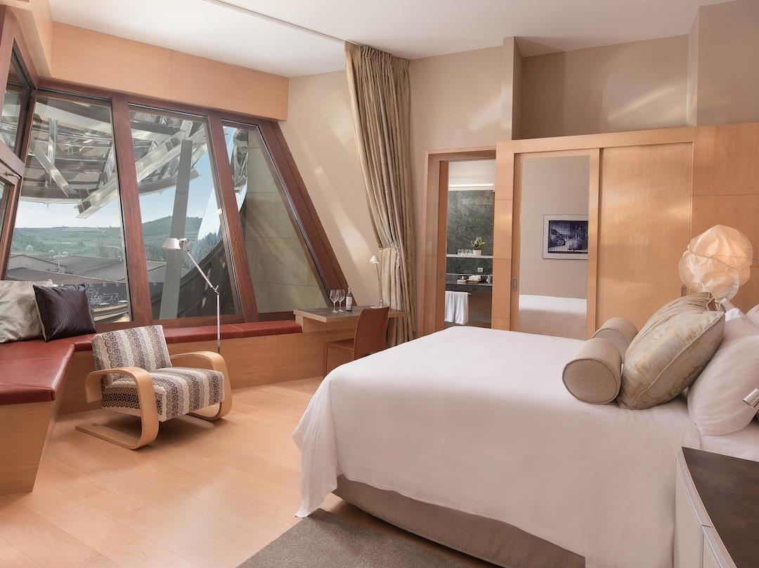Double bedroom at Hotel Marques de Riscal in Spain
