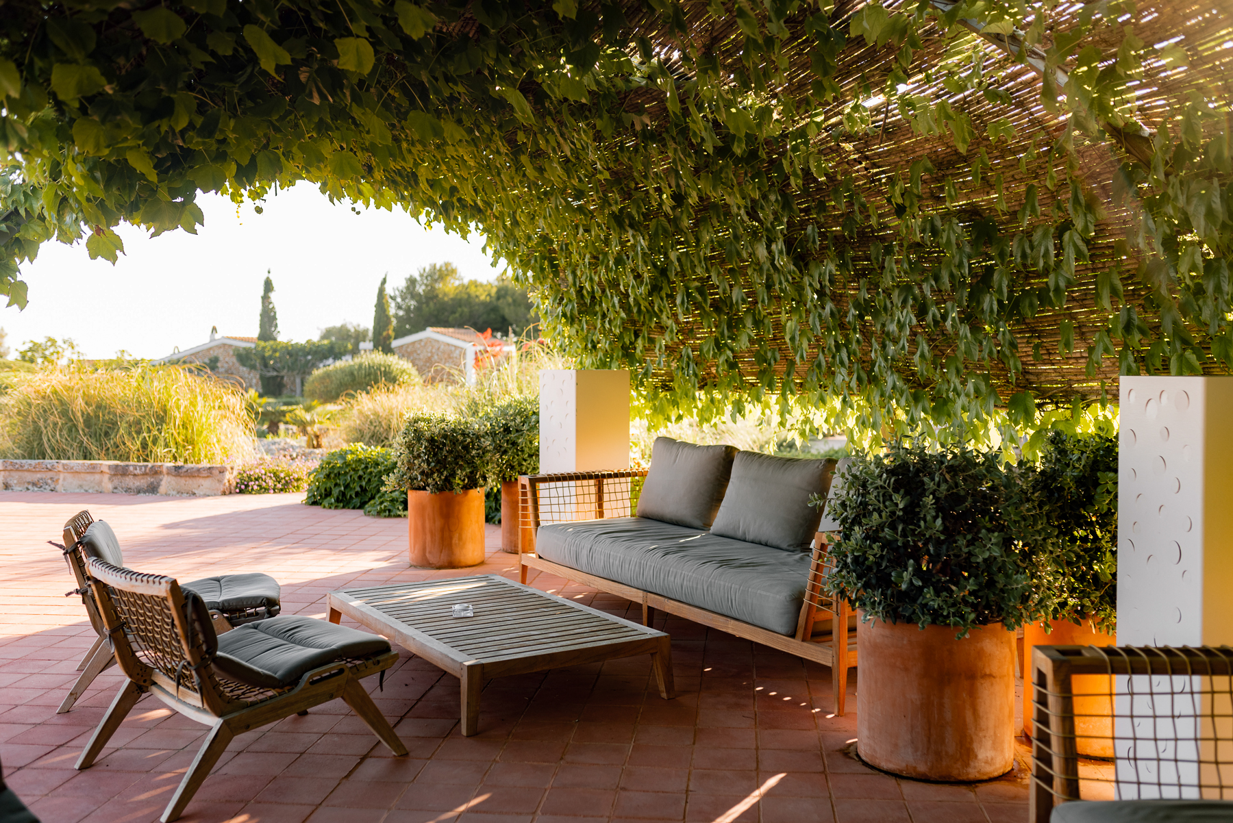 Alfresco dining area at Hotel Torralbenc in Menorca