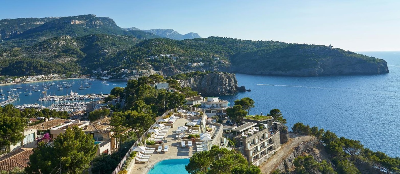 Aerial view of the Jumeirah Port Soller hotel in Mallorca
