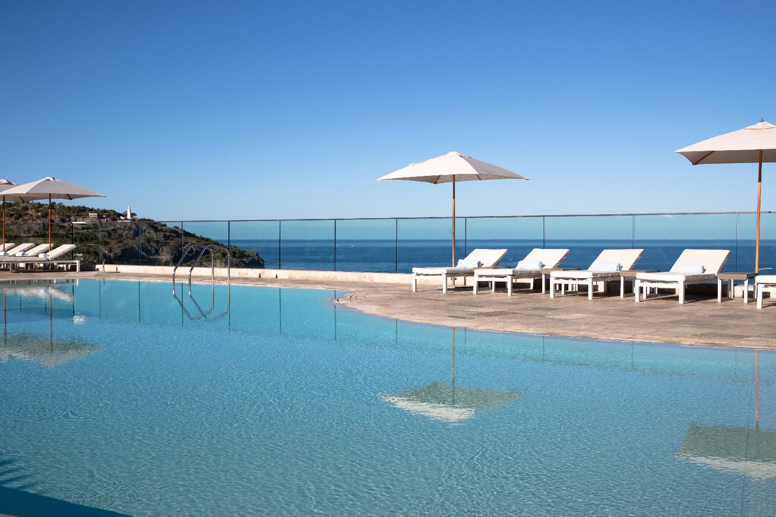 The infinity pool and sea views from the Jumeirah Port Soller hotel in Mallorca