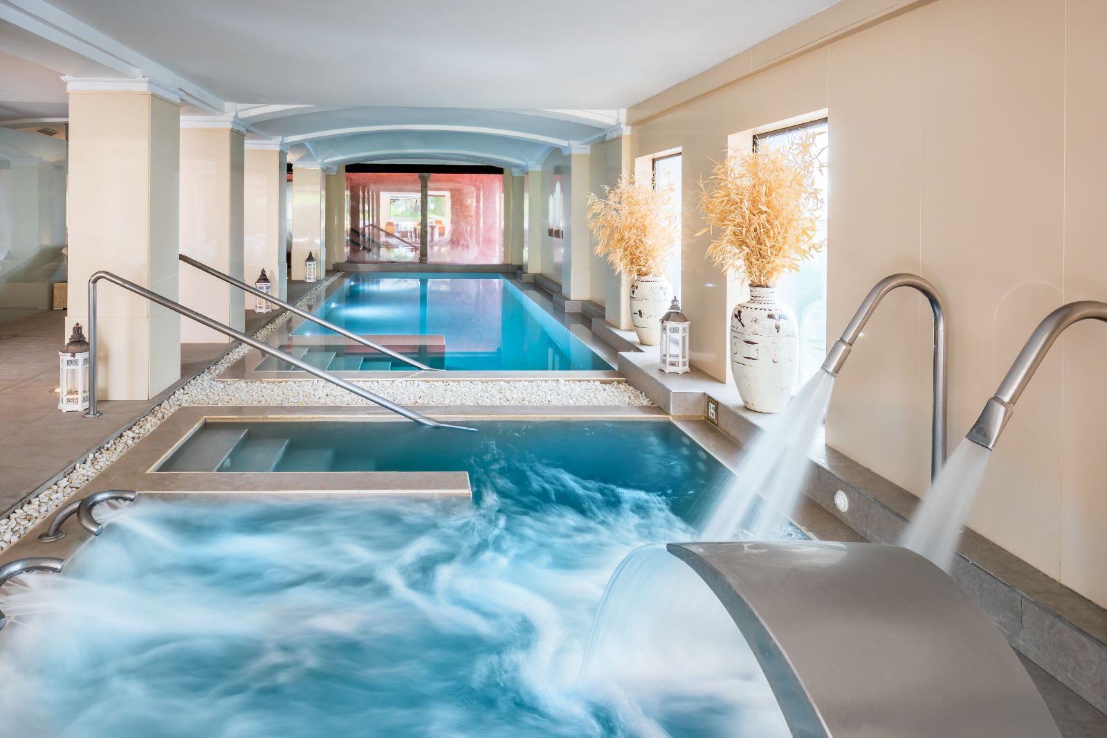 Newly renovated spa pool at luxury hotel La Bobadilla in Spain