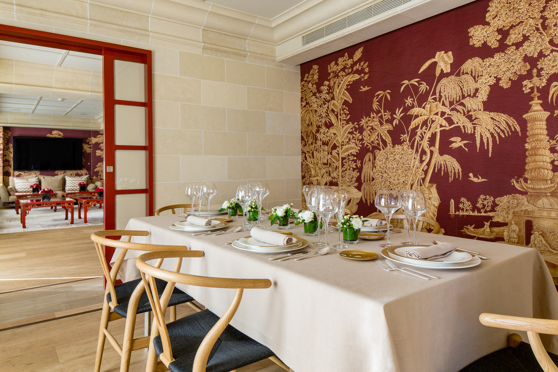 Dining room in the penthouse suite at the Majestic Hotel & Spa in Barcelona