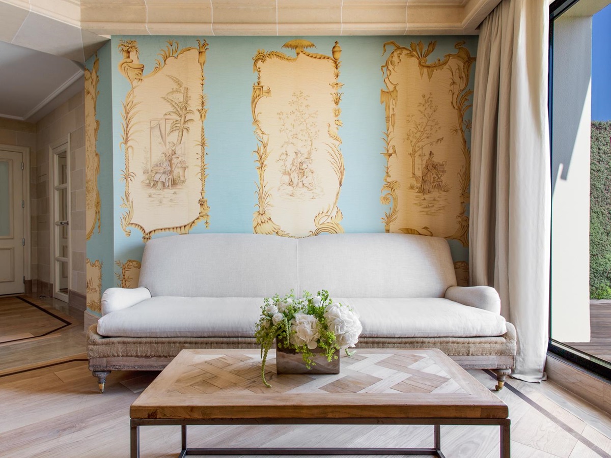 Living area in the penthouse suite at the Majestic Hotel & Spa in Barcelona