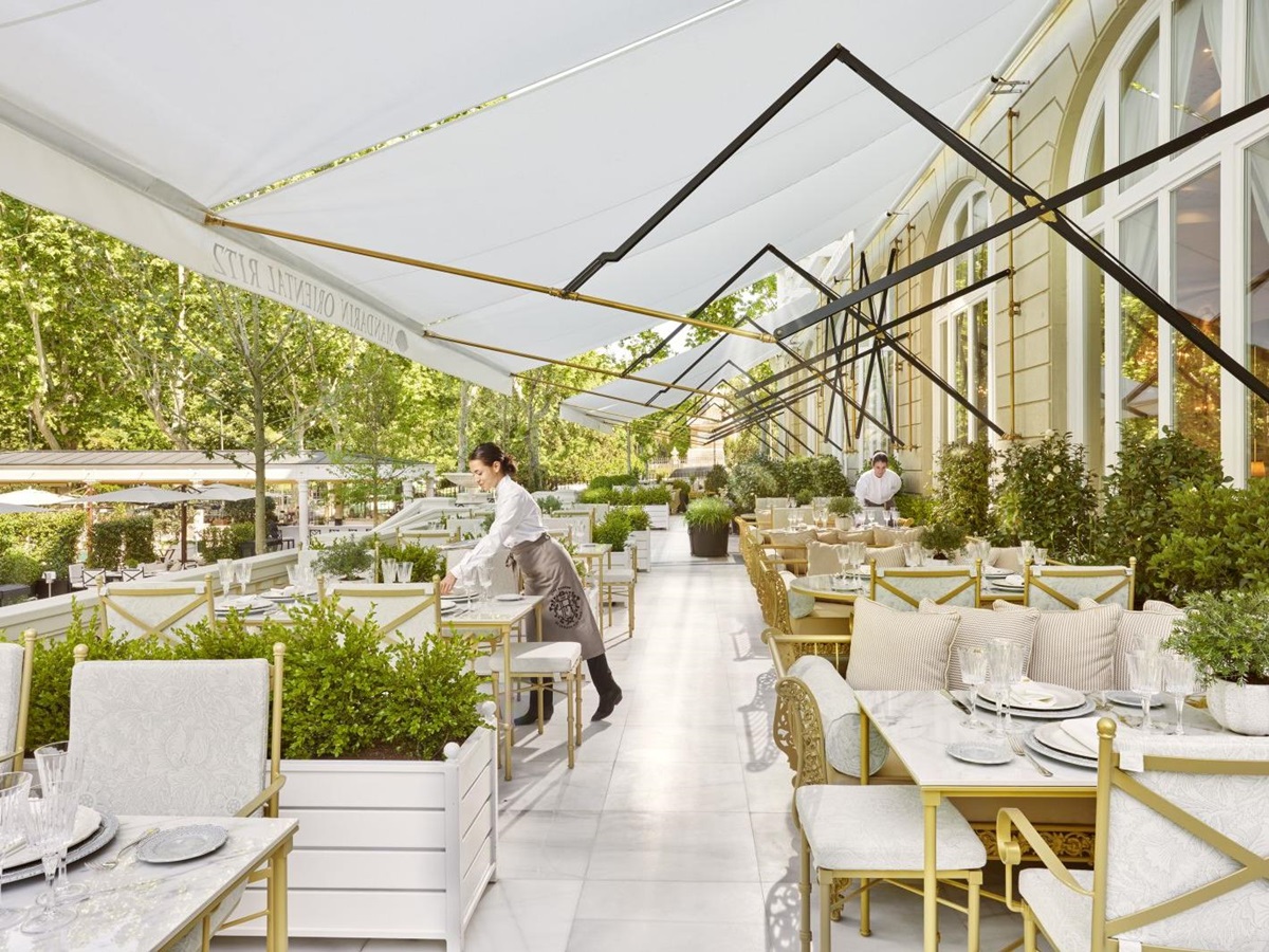 Terrace dining at the luxury hotel Mandarin Oriental Ritz Madrid