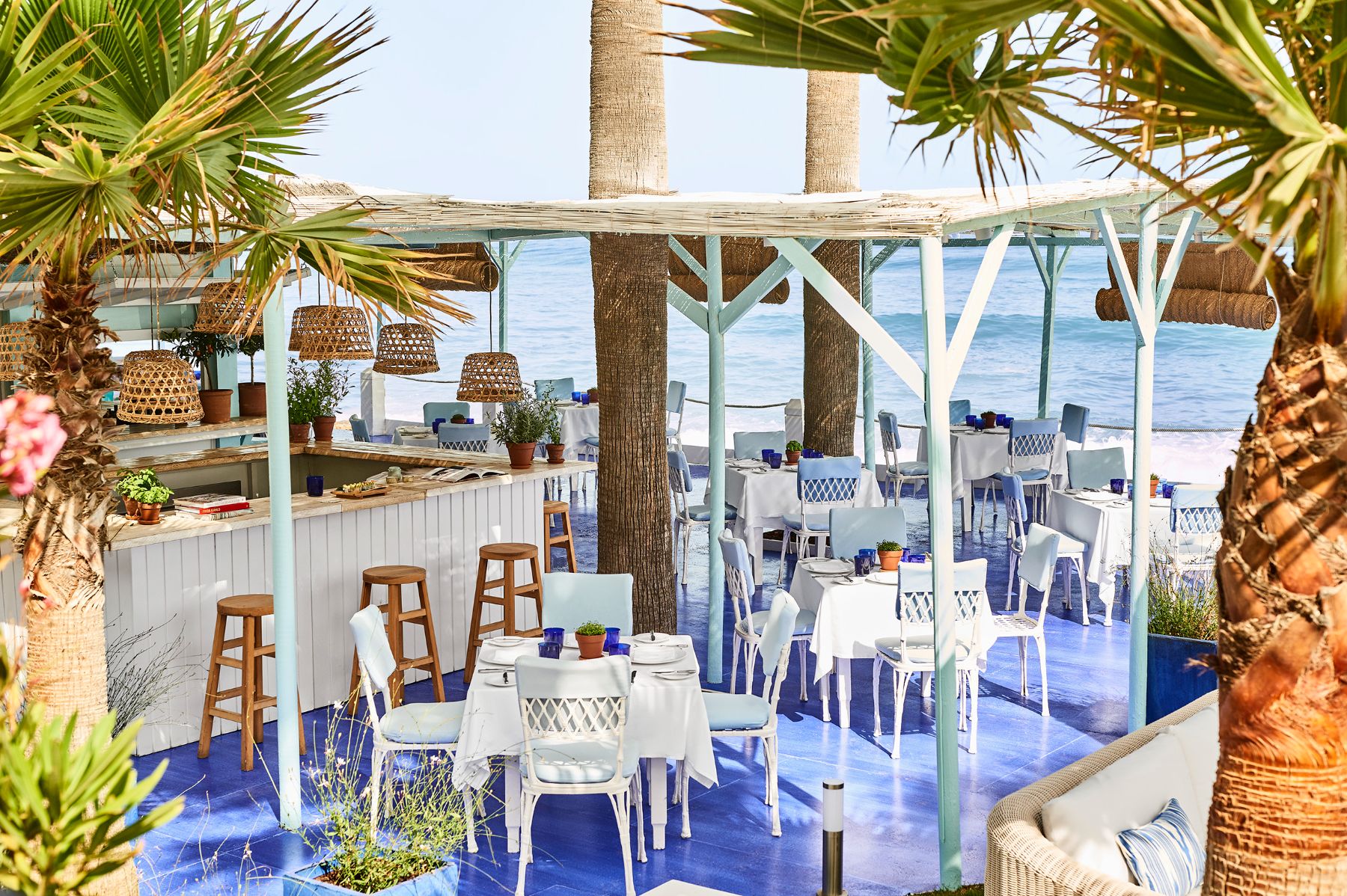 Beach restaurant at Marbella Club in Spain