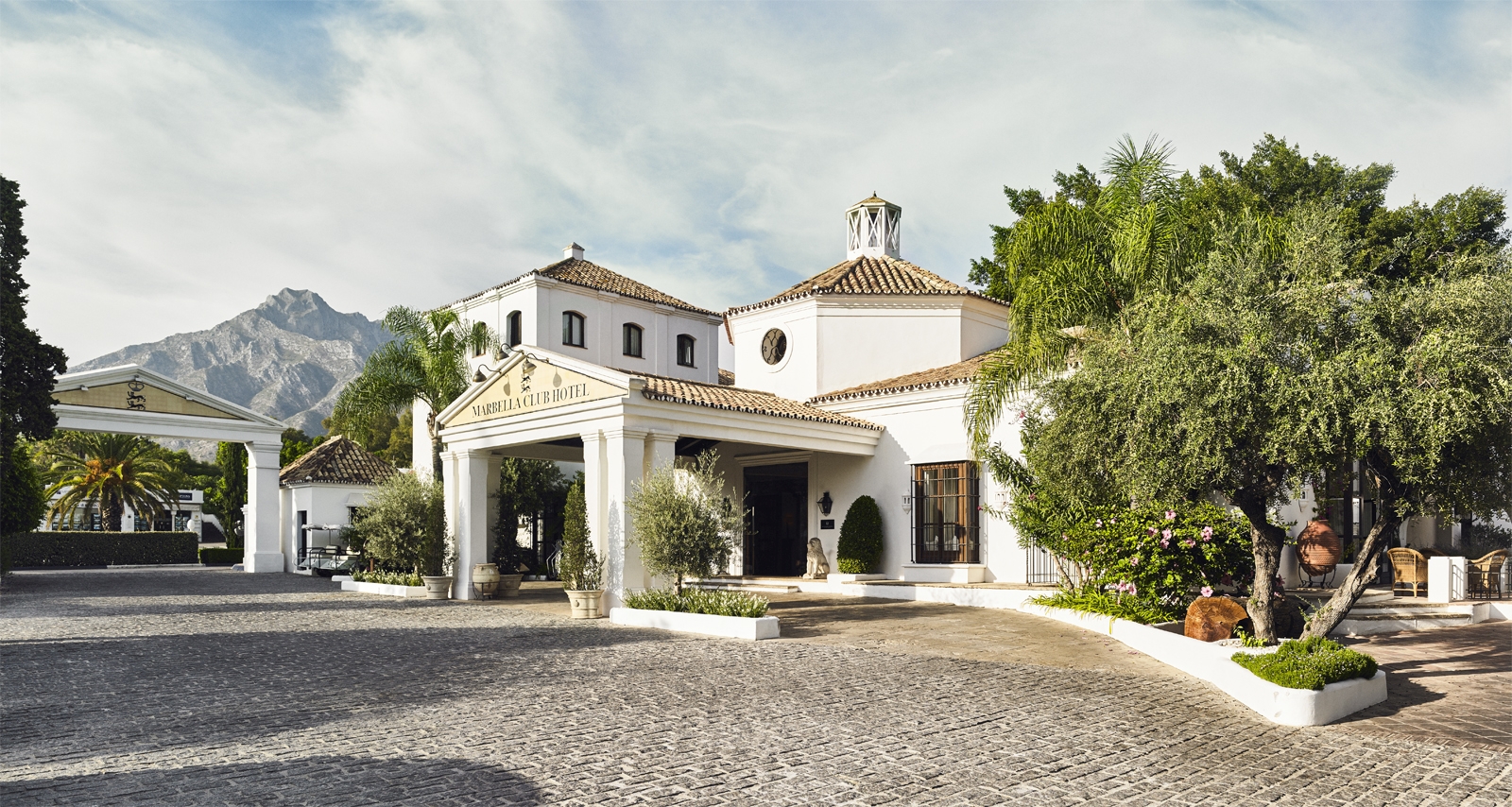 Exterior of the entrance to luxury resort Marbella Club in Spain