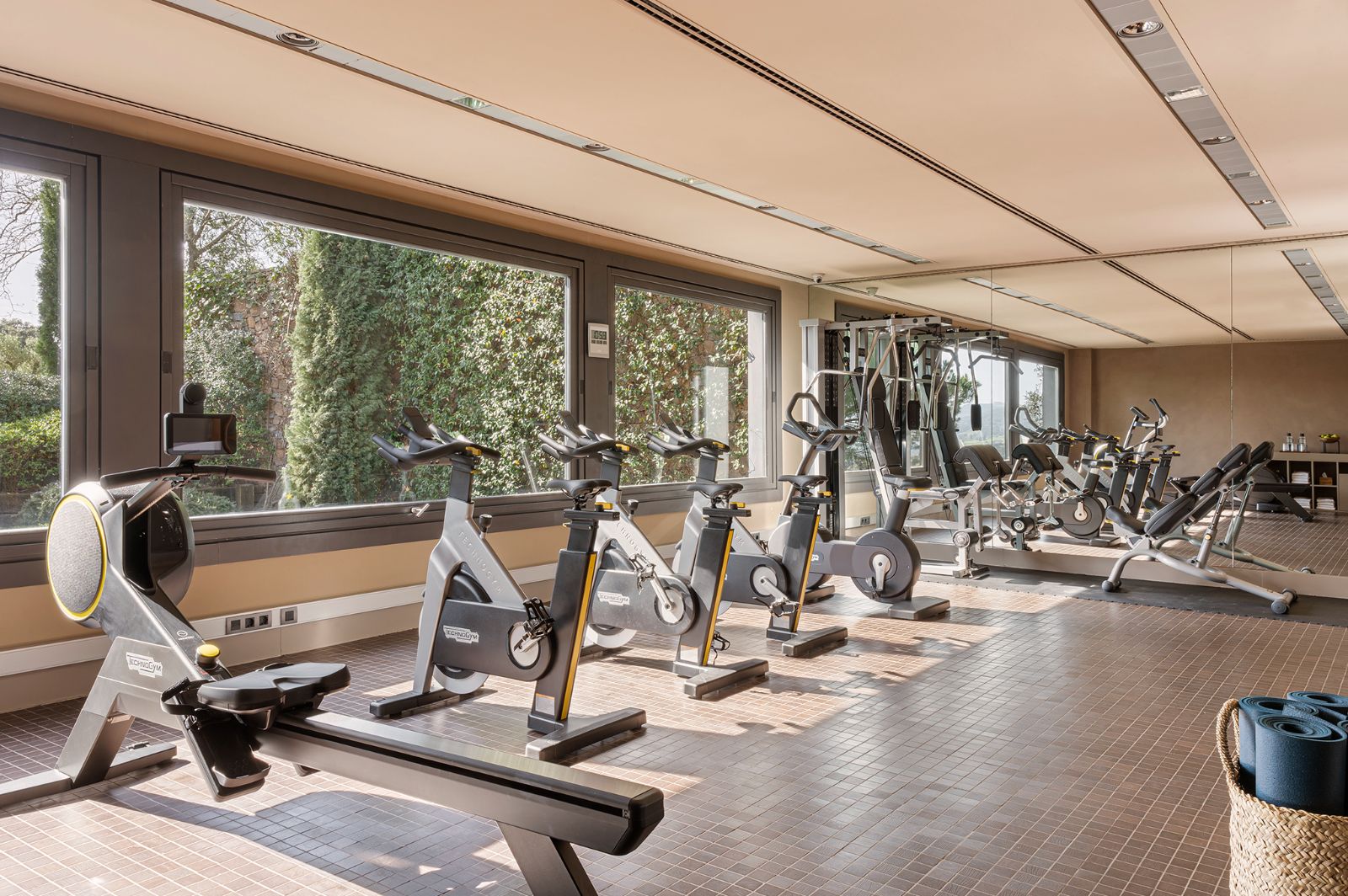 Well-equipped gym at luxury hotel Mas de Torrent in Spain