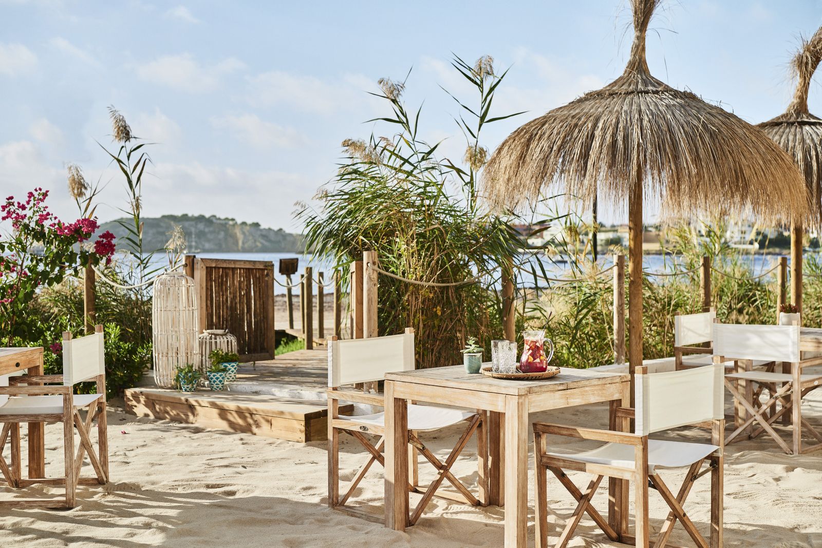 Beach dining at Chambao with views over the Mediterranean Sea