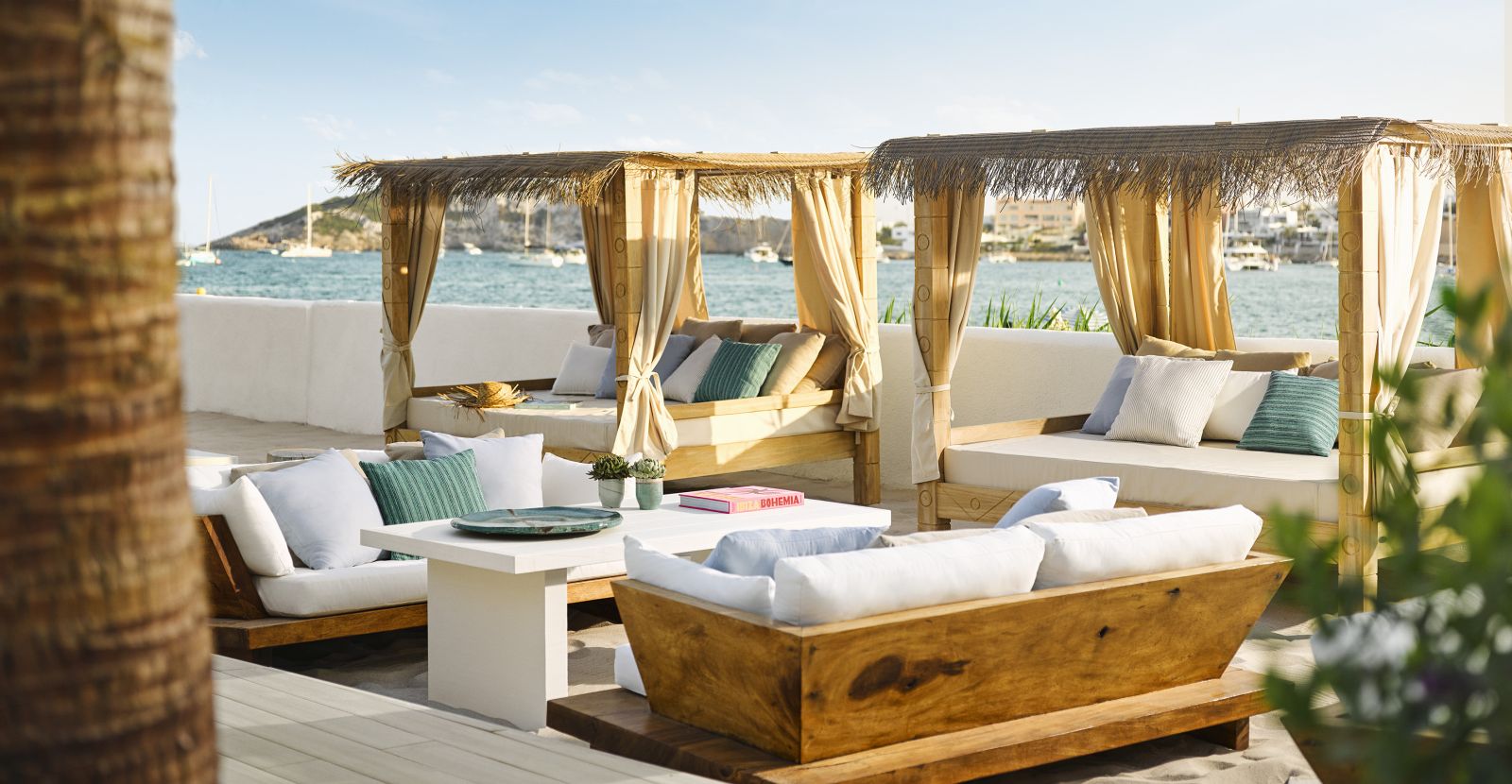 Family pool cabana with seating area at luxury hotel Nobu Ibiza